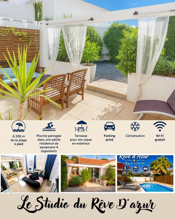 Rêve d'Azur -Studio 20m2- Plage de la Nartelle - Arrivée 17h-20h maximum - séjour au calme Caution 100E