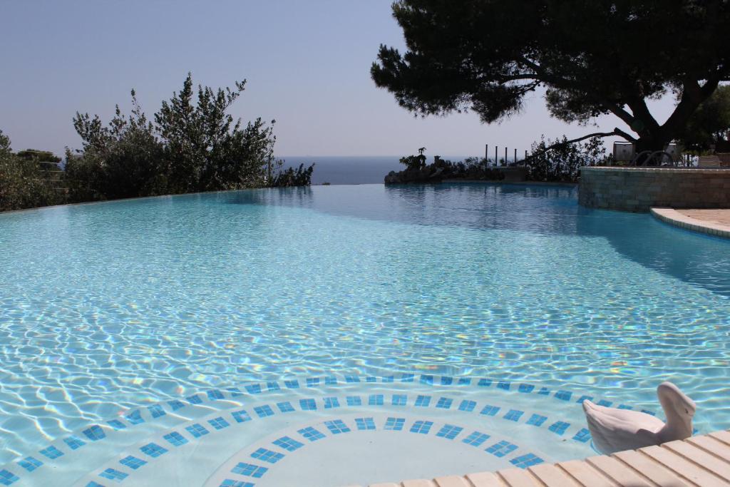 ラゴニッシにある3-house Villa with amazing infinity poolの海の景色を望むスイミングプール