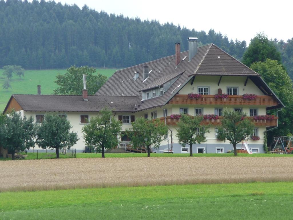 una casa grande en medio de un campo en Lehmannshof Ferienwohnungen, en Zell am Harmersbach