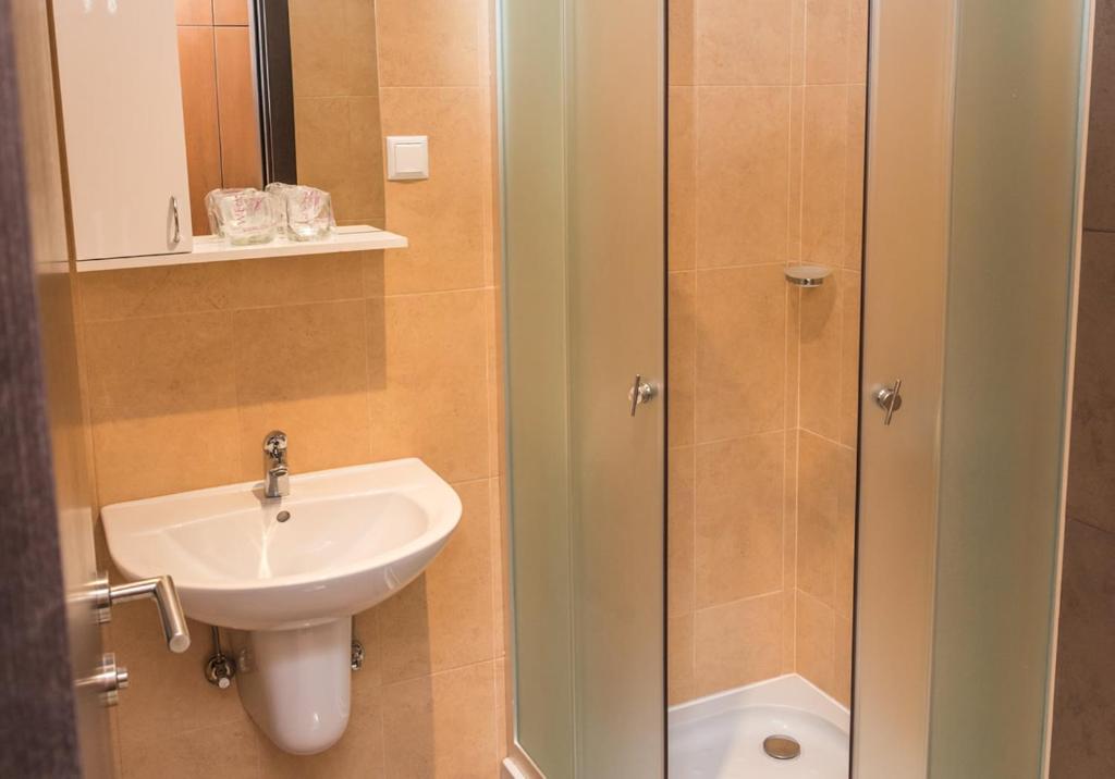 Koupelna v ubytování Hotel Drinska lasta