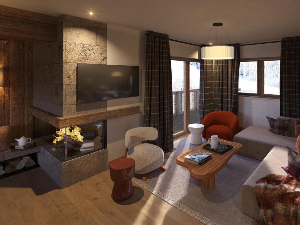 Appartement rustique avec cheminée, terrasse et garage à Val d'Isère
