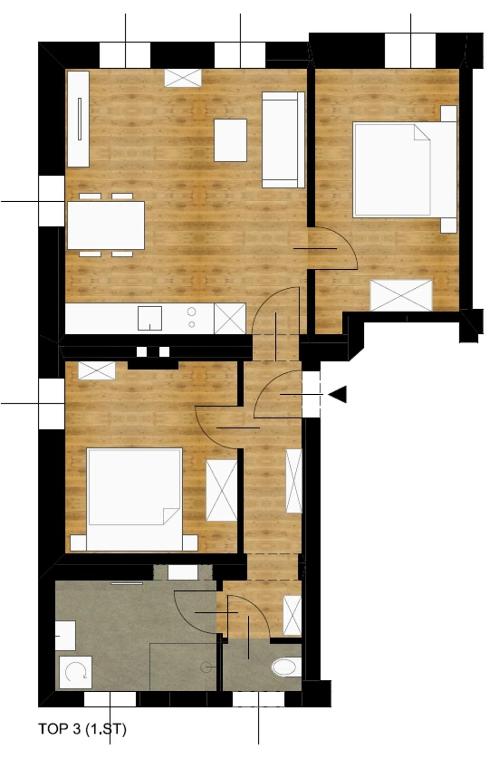 Půdorys ubytování Konrad-Haus - DorfResort Mitterbach