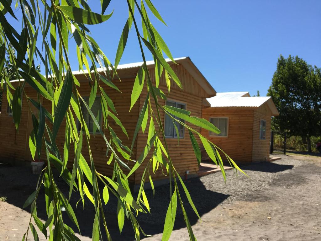 a wooden house with a tree in front of it at Cabañas a Cuadras Laguna Quillón in Quillón