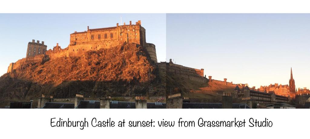 a large castle on top of a mountain at Grassmarket Studio - Websters Land in Edinburgh