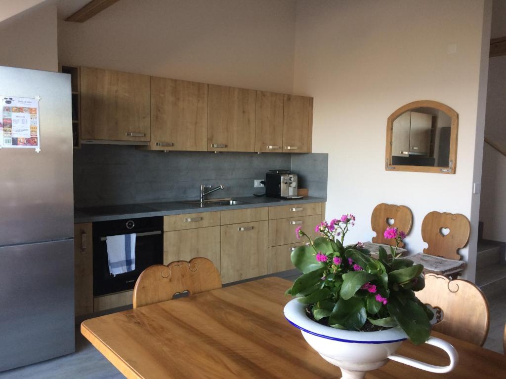 Kuchyň nebo kuchyňský kout v ubytování B&B Friedau