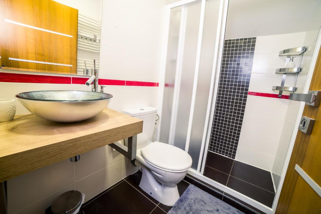 Koupelna v ubytování Apartmány U Ořecha