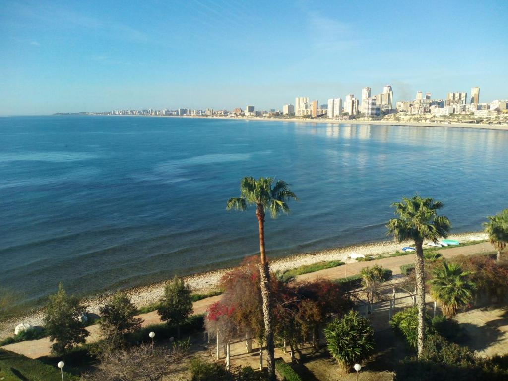 エル・カンページョにあるApartamento Cabo Azul Playa Campelloのビーチ沿いの市街の景色を望めます。