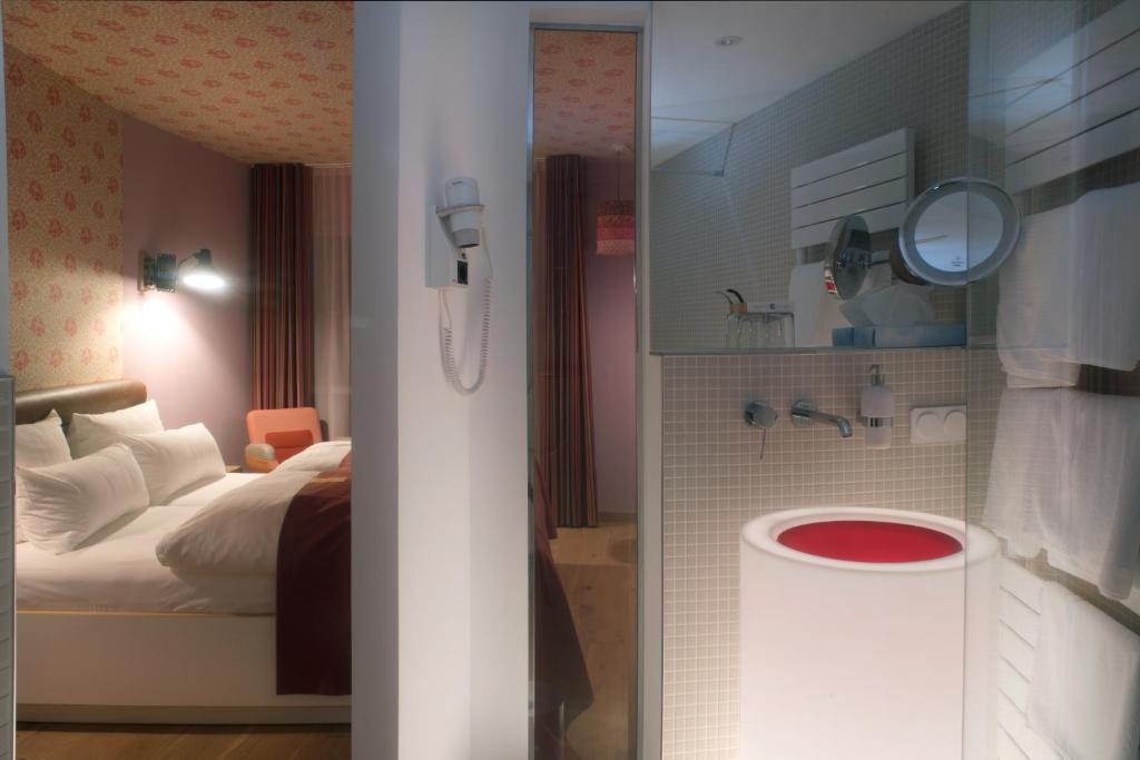 Koupelna v ubytování Hotel Gude