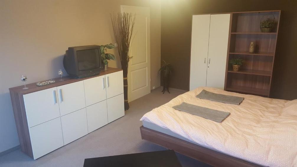 A bed or beds in a room at Obuda Apartment