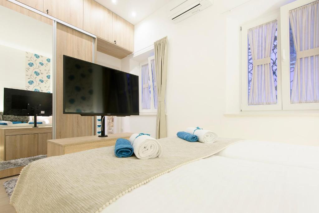 Televízia a/alebo spoločenská miestnosť v ubytovaní Dalti Center Apartment