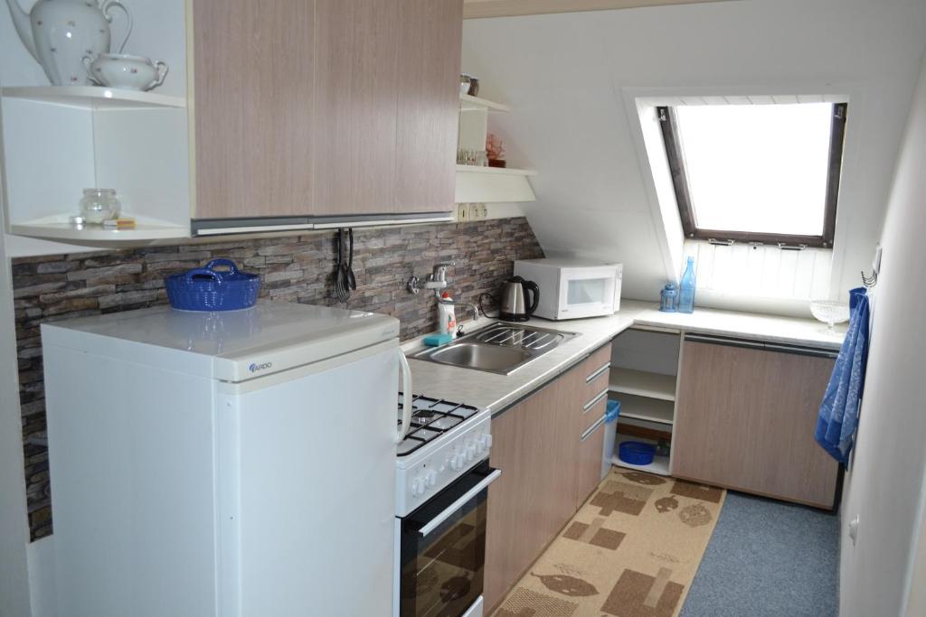 Kuchyň nebo kuchyňský kout v ubytování Apartman JaS
