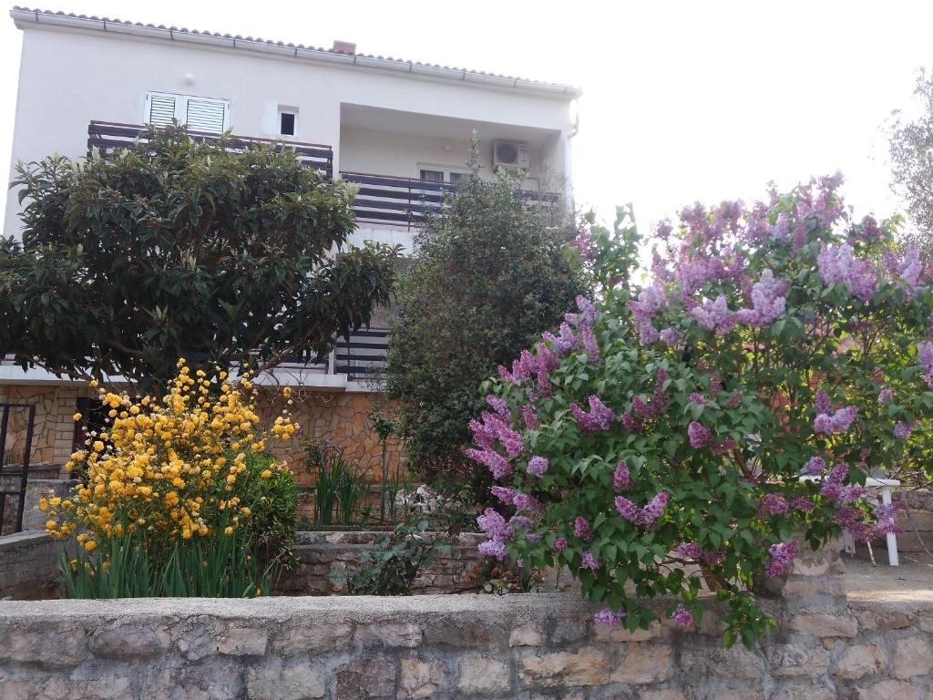 a garden in front of a house with flowers at Secluded Holiday Home Ivan in Kukljica