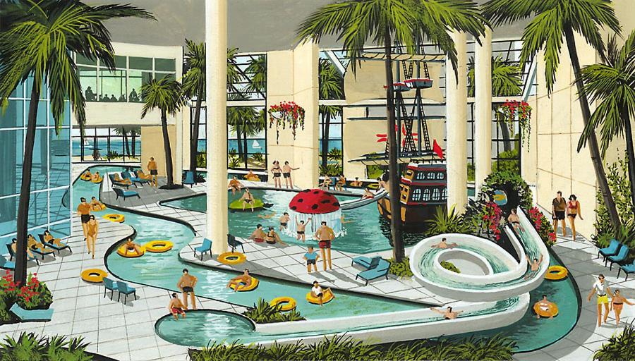 a rendering of a water park in a mall at JeffsCondos - 4 bedroom - Dunes Village Resort in Myrtle Beach