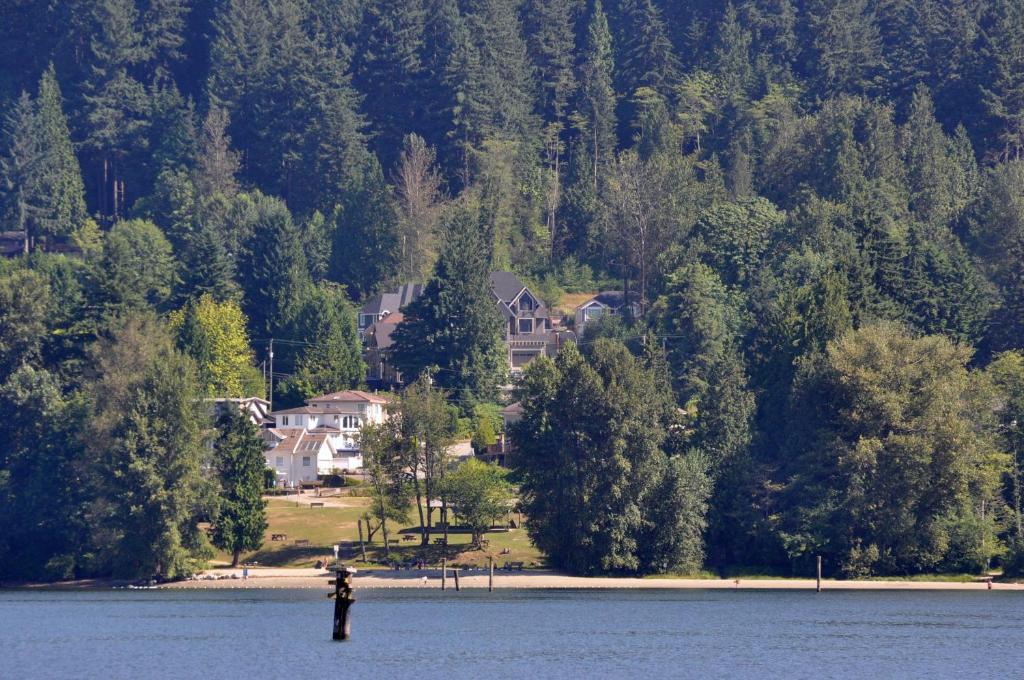 a house on the shore of a body of water at Nature's Door Guest Suite in Port Moody