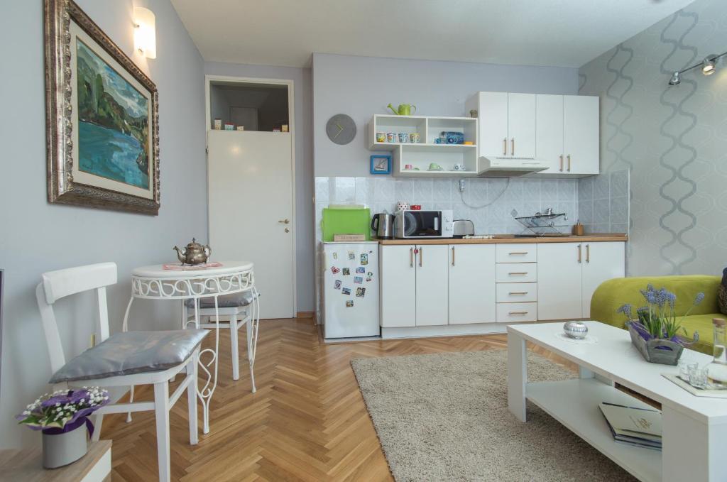 Kuchyň nebo kuchyňský kout v ubytování Apartments Inspiration