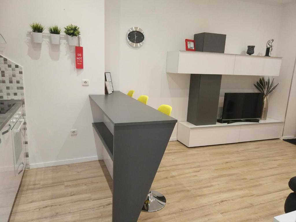 Kuchyň nebo kuchyňský kout v ubytování Studio apartment Arija