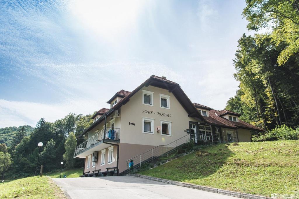 una casa al lado de una colina en Guesthouse Haler, en Podčetrtek