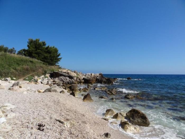 a beach with rocks and the ocean on a sunny day at Villa Adamo in Scopello