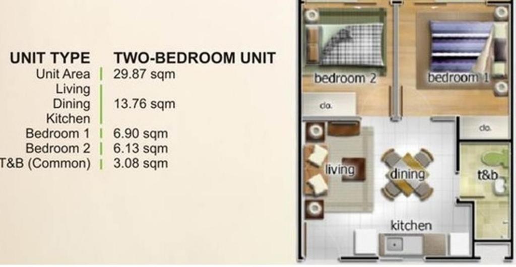 Půdorys ubytování 2 BR Sorrento Oasis