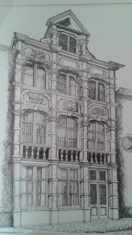 een tekening van een gebouw met bij B&B In den Roden Schilt in Mechelen