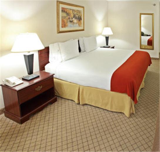 a hotel room with a large bed and a lamp at Holiday Inn Express - Hope by IHG in Hope