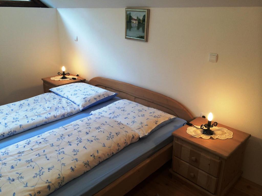 Postel nebo postele na pokoji v ubytování Apartments Pod macesnovo streho