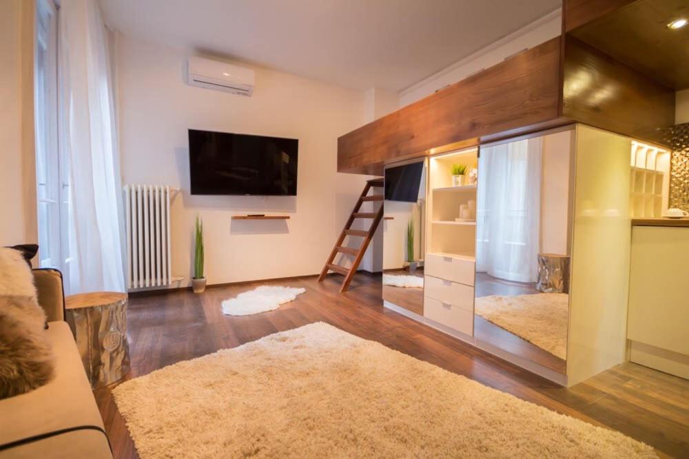 Televízia a/alebo spoločenská miestnosť v ubytovaní Gold Apartman