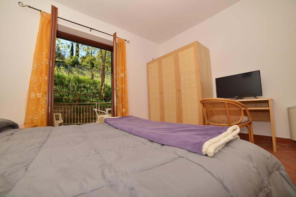 een slaapkamer met een groot bed en een raam bij La Locanda di Campagna in Agropoli