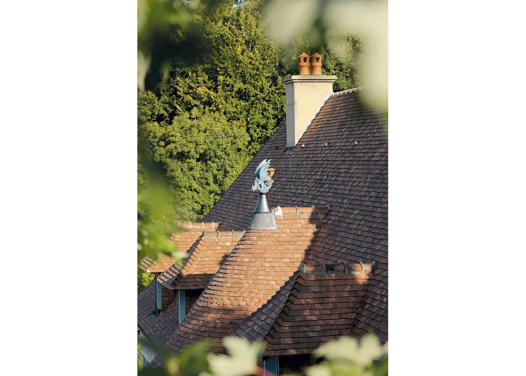 an overhead view of a roof of a house at La porte bleue in Trouville-sur-Mer
