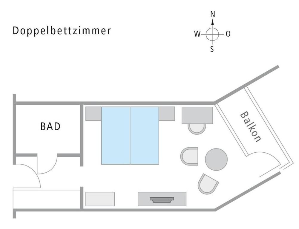 a floor plan of a small apartment at Hotel Neptun in Warnemünde