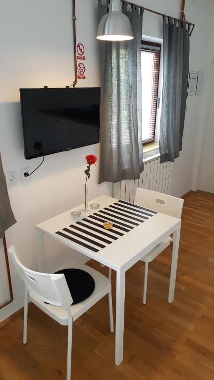 Televízia a/alebo spoločenská miestnosť v ubytovaní Apartments Garden Zagreb