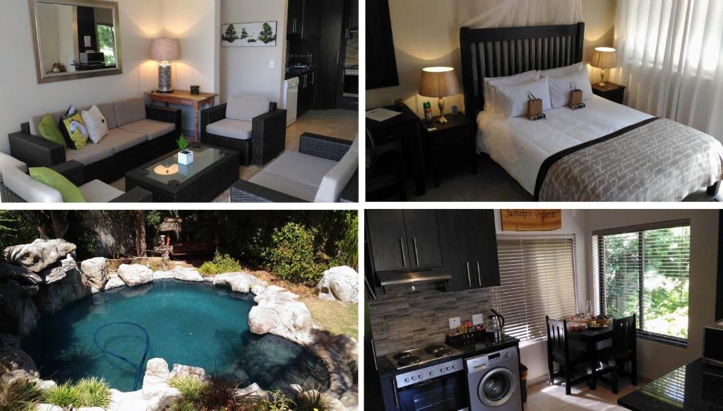 a collage of pictures of a hotel room with a pool at Protea Retreat in Brackenfell