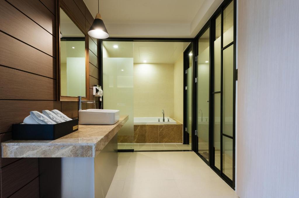 Koupelna v ubytování Boutique Hotel XYM Pyeongtaek