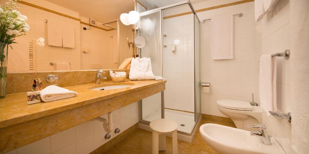 Koupelna v ubytování Hotel Baita Montana
