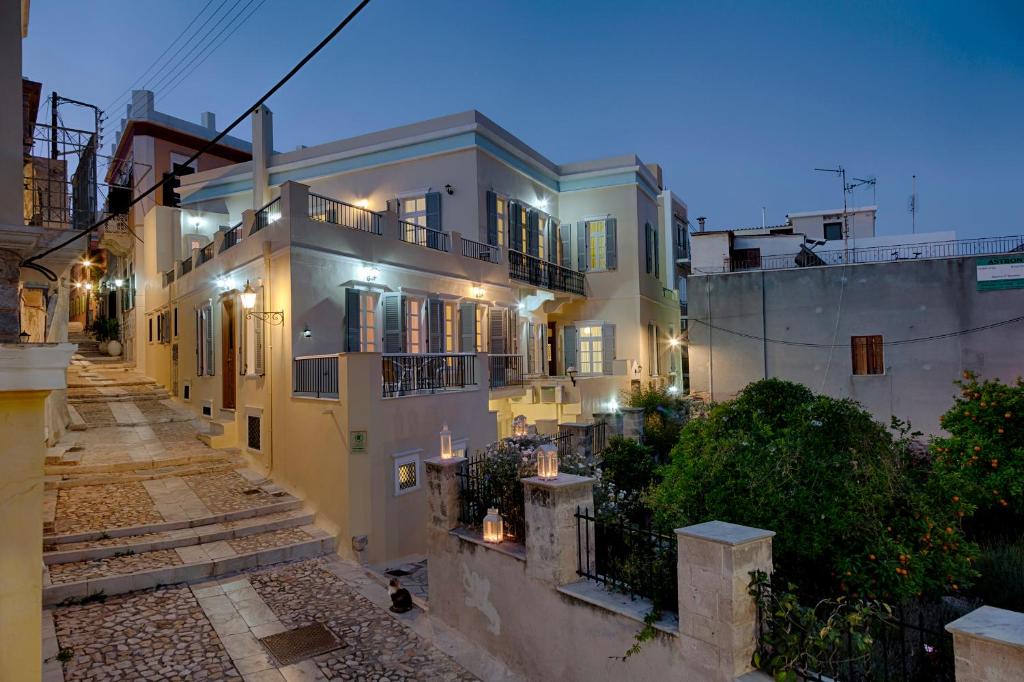 an image of a house at night at Antouanetta Apartments in Ermoupoli