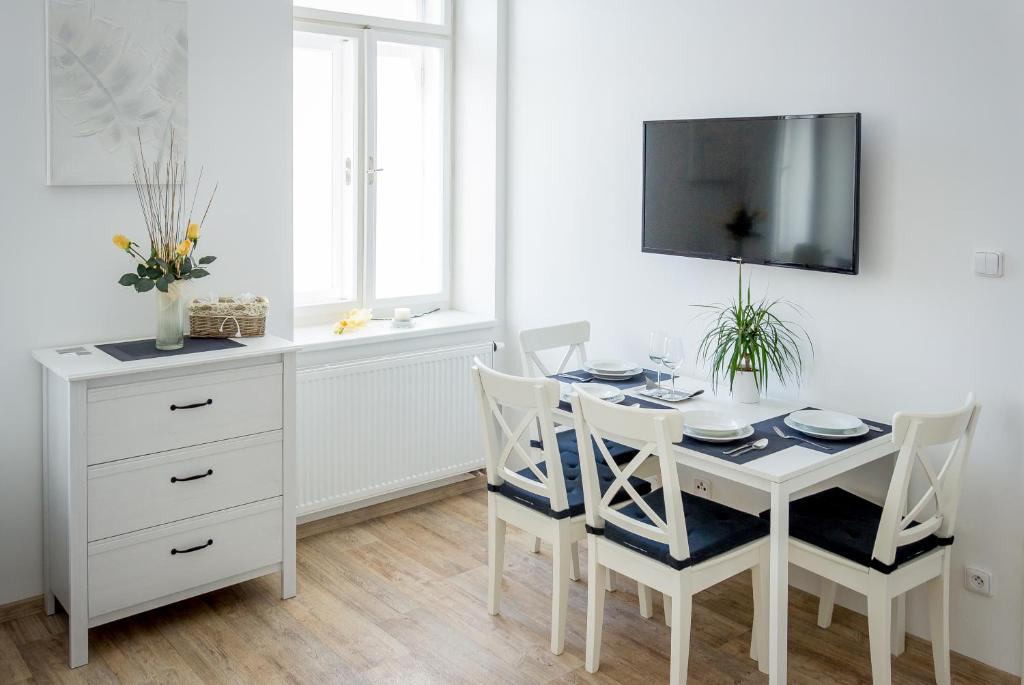 TV a/nebo společenská místnost v ubytování Penzion Apartmány Hradební