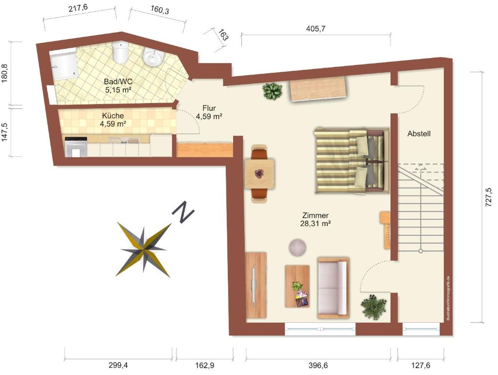 Půdorys ubytování Ferienwohnung Kruppa