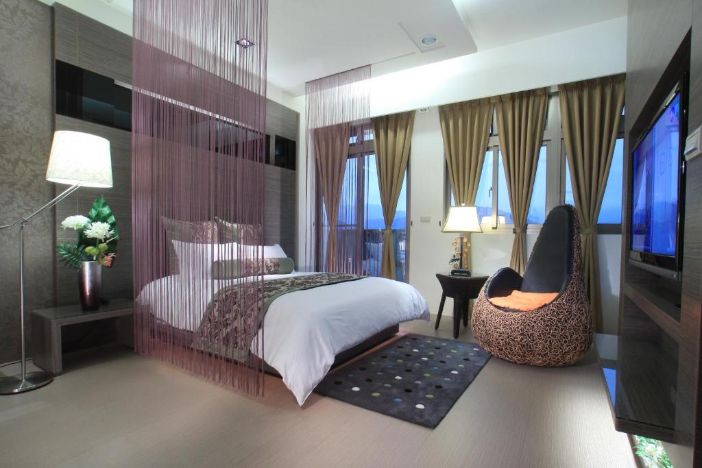 เตียงในห้องที่ Cha Guo Zi