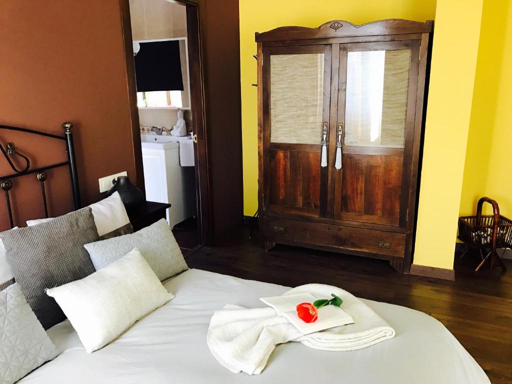 Cama o camas de una habitación en Casa A Canteira
