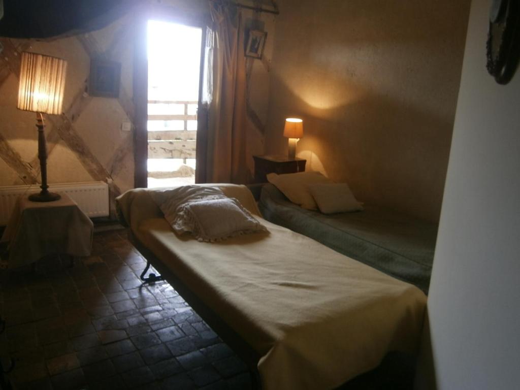 a bedroom with a bed and a window in a room at Chateau de Chémery in Chémery