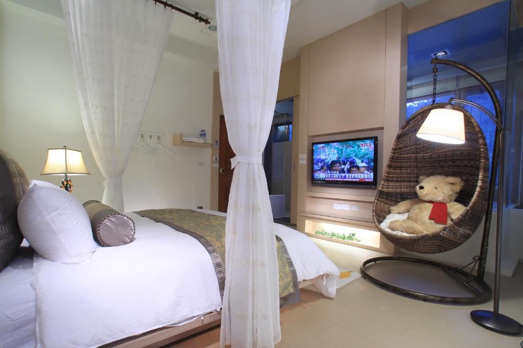 เตียงในห้องที่ Cha Guo Zi
