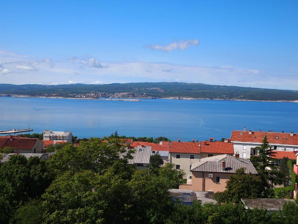 - une vue sur une ville avec une grande étendue d'eau dans l'établissement Panoramic view apartments Crikvenica, à Crikvenica