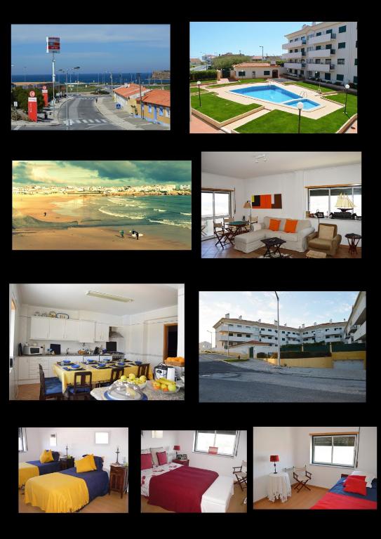 a collage of different photos of a hotel at Apartment Peniche swimming pool in Peniche de Cima