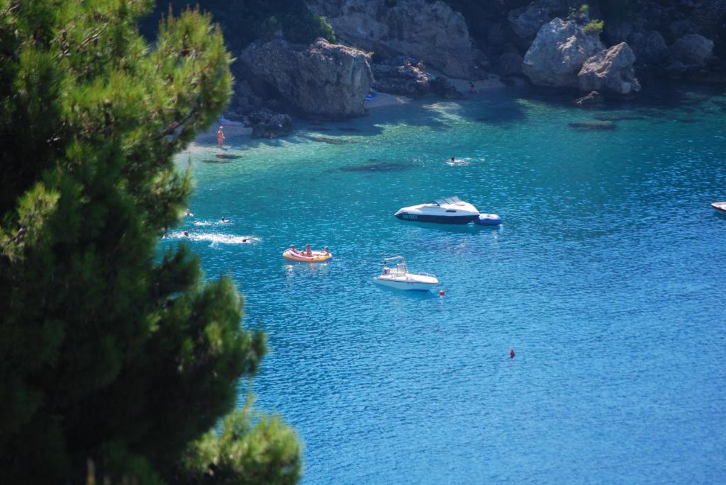 a group of boats in a large body of water at Batinic Apartmani in Omiš