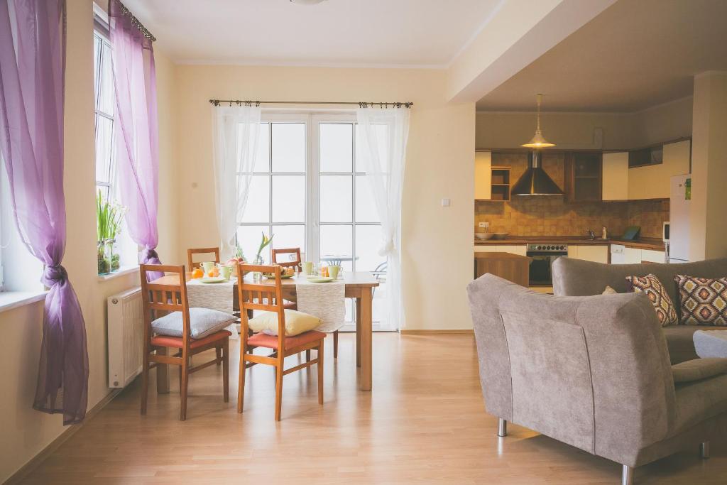 Kuchyň nebo kuchyňský kout v ubytování Apartamenty przy Zamku