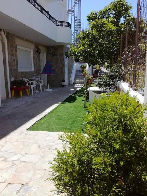 A garden outside Maria's Apartments