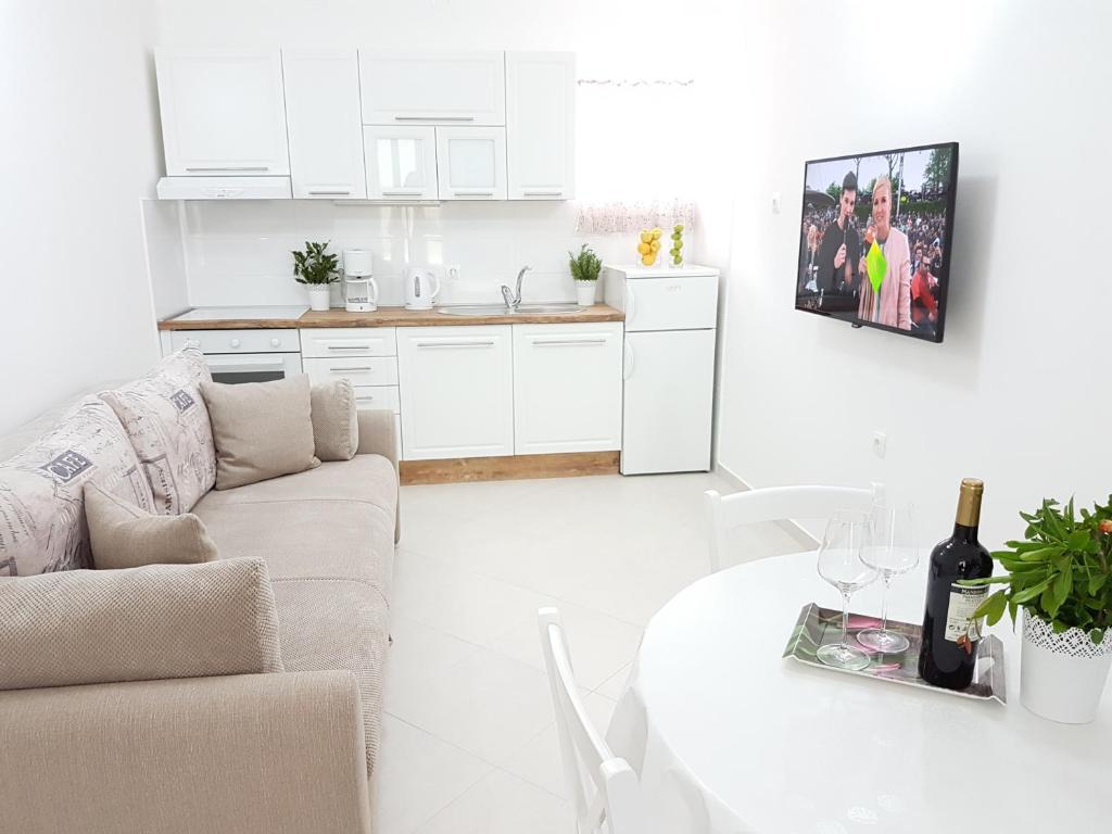 Kuchyň nebo kuchyňský kout v ubytování Apartmani Luka & Iva