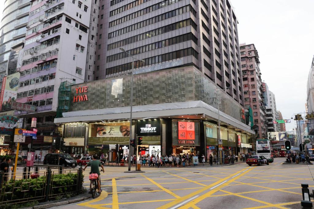 Nespecifikovaný výhled na destinaci Hongkong nebo výhled na město při pohledu z penzionu
