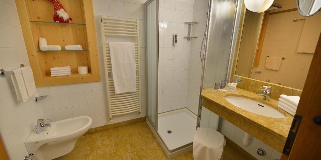 Koupelna v ubytování Hotel Baita Montana