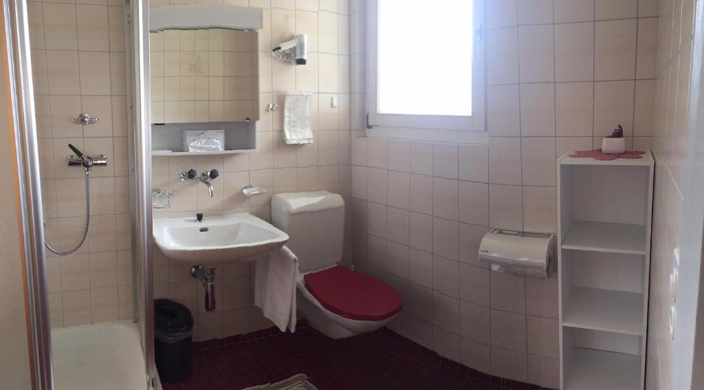 Koupelna v ubytování Albergo Lardi